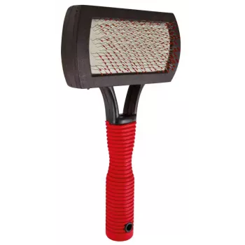 Cepillo Trixie 2301 cepillo de goma para el cuidado de gatos y perros, mango ergonómico antideslizante, rojo/negro