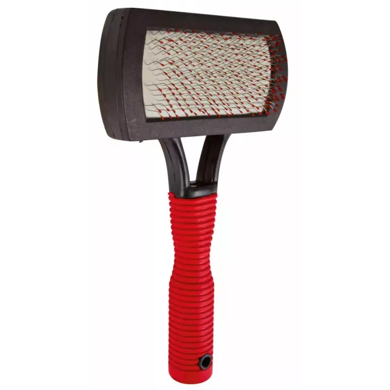 Cepillo Trixie 2301 cepillo de goma para el cuidado de gatos y perros, mango ergonómico antideslizante, rojo/negro