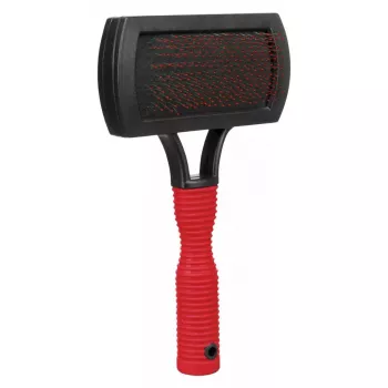 Cepillo Trixie 2301 cepillo de goma para el cuidado de gatos y perros, mango ergonómico antideslizante, rojo/negro