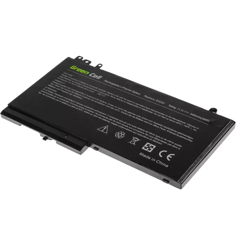 Batería Green Cell DE117 para DELL Latitude 11 3150/3160, 12/ E5250/E5270 — LiPo 11.1V 3400mAh, 4 celdas, negro