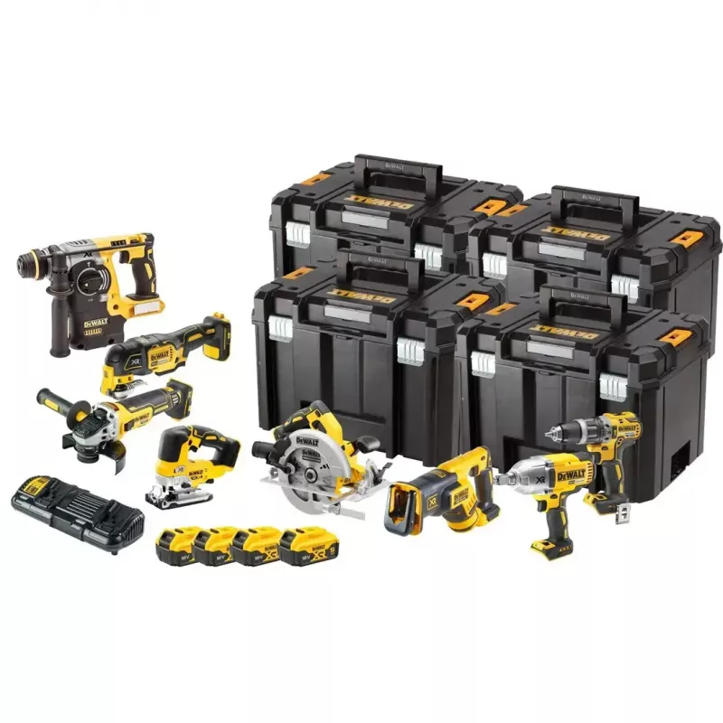 Kit combinado inalámbrico DeWalt DCK865P4T 18V — kit con cuatro baterías de 5,0 Ah y cajas TSTAK
