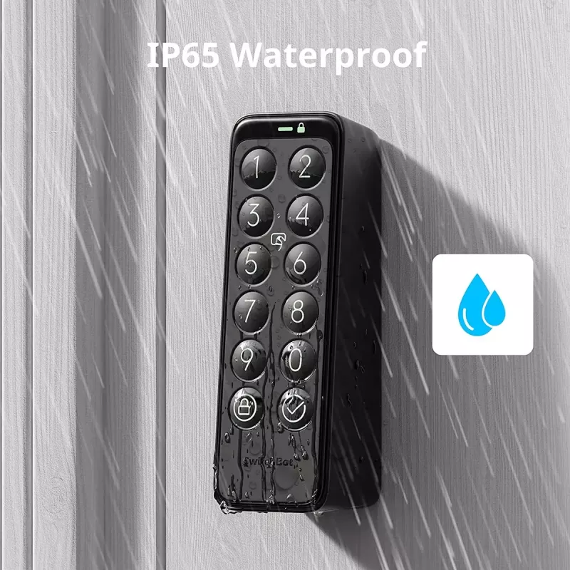 Cerradura inteligente SwitchBot Keypad Touch — acceso por código y huella dactilar, negra, pilas CR123A, inalámbrica, 38×36×112 mm