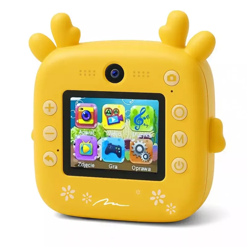 Cámara digital infantil MEDIA-TECH SNAPI MT4108 — 8 MP interpolados, LCD 1280x720, 1000 mAh, USB-C, ranura microSD, amarillo