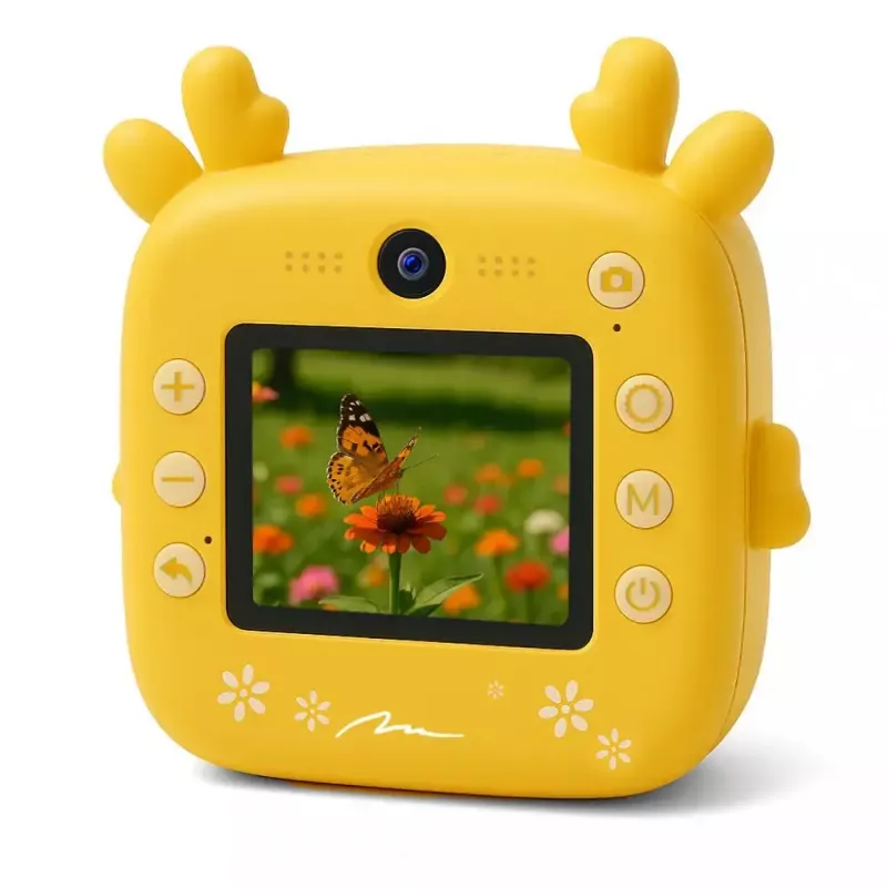 Cámara digital infantil MEDIA-TECH SNAPI MT4108 — 8 MP interpolados, LCD 1280x720, 1000 mAh, USB-C, ranura microSD, amarillo
