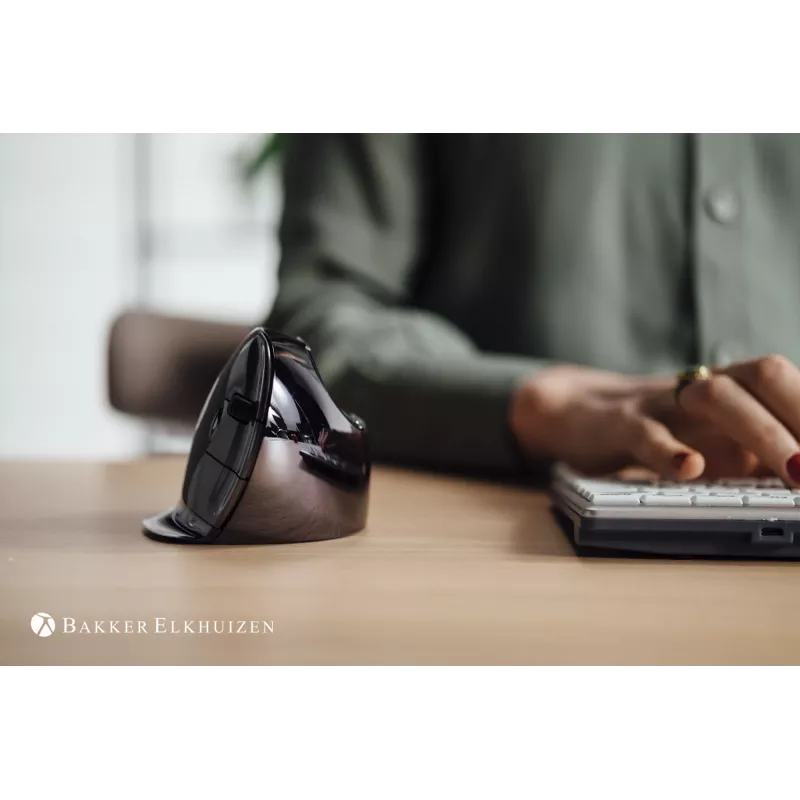 BakkerElkhuizen Evoluent D Small Wireless, para diestros, diseño vertical, láser, RF Wireless, 3200 DPI, negro
