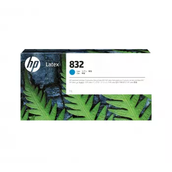 Cartucho de tinta HP 832 cian 1 L, base látex, 1000 ml, envase individual