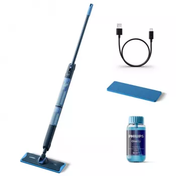 Philips serie 5000 OneUp Electric Mop, fregona inalámbrica, 0,178 L, azul, 0,281 L, 70 min, 350 mm