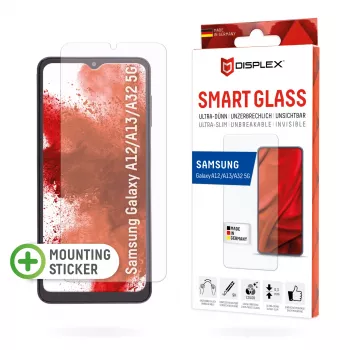 Displex Smart Glass (9H) para Samsung Galaxy A12/A13/A32 5G, adhesivo de montaje, irrompible, ultrafino, invisible