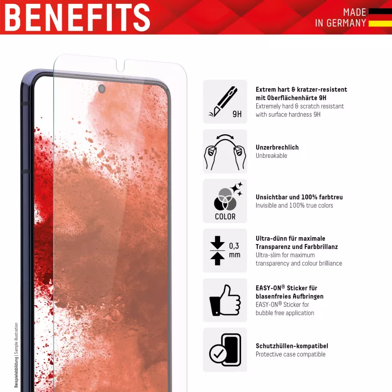 Displex Smart Glass (9H) para Samsung Galaxy A12/A13/A32 5G, adhesivo de montaje, irrompible, ultrafino, invisible