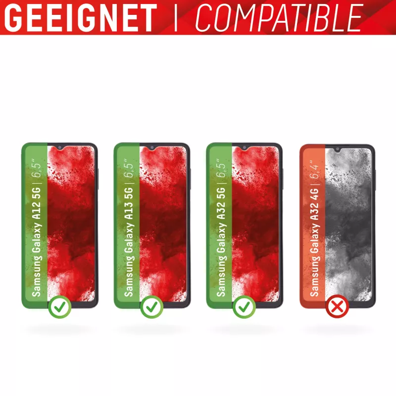 Displex Smart Glass (9H) para Samsung Galaxy A12/A13/A32 5G, adhesivo de montaje, irrompible, ultrafino, invisible
