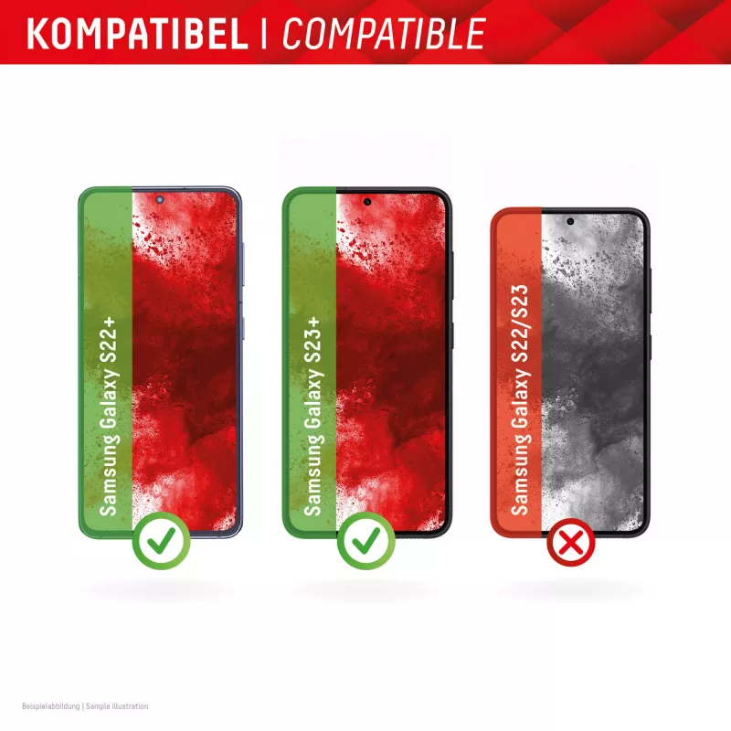 Lámina protectora de pantalla Displex (10H) para Samsung Galaxy S22+/S23+, marco de montaje Eco, resistente a arañazos