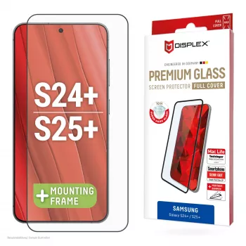 Displex Full Cover Screen Protector (10H) para Samsung Galaxy S24+/S25+, marco de montaje Eco, Full Cover