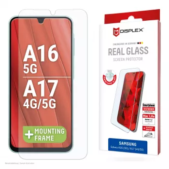 Displex protector de pantalla (10H) para Samsung Galaxy A17 (4G/5G)/A16, marco de montaje Eco, resistente a arañazos