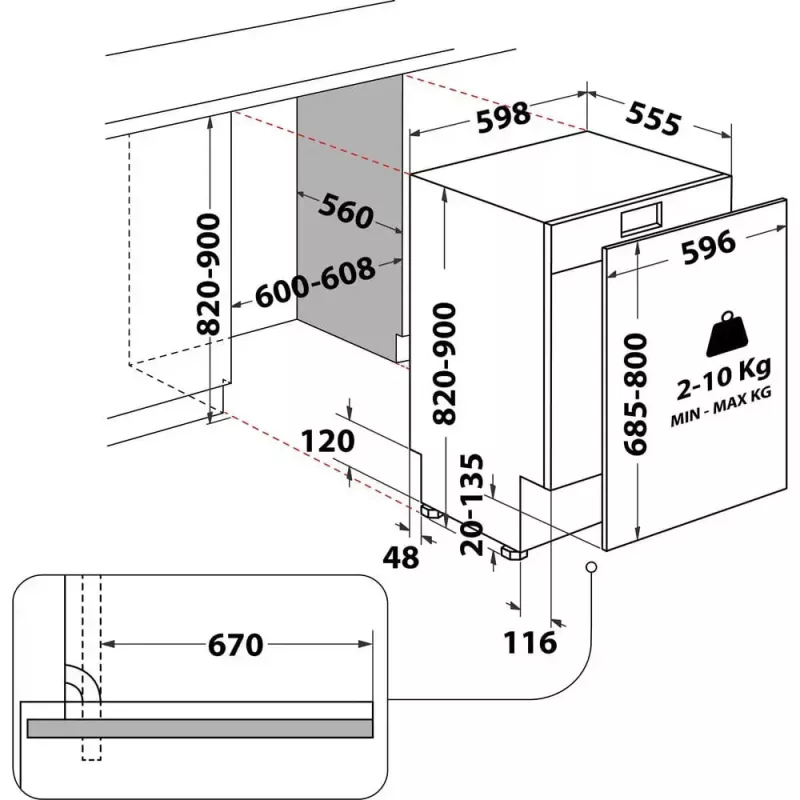 Lavavajillas integrable WHIRLPOOL WIP 4T133 PE S — 14 cubiertos, 60 cm, 43 dB, clase energética D