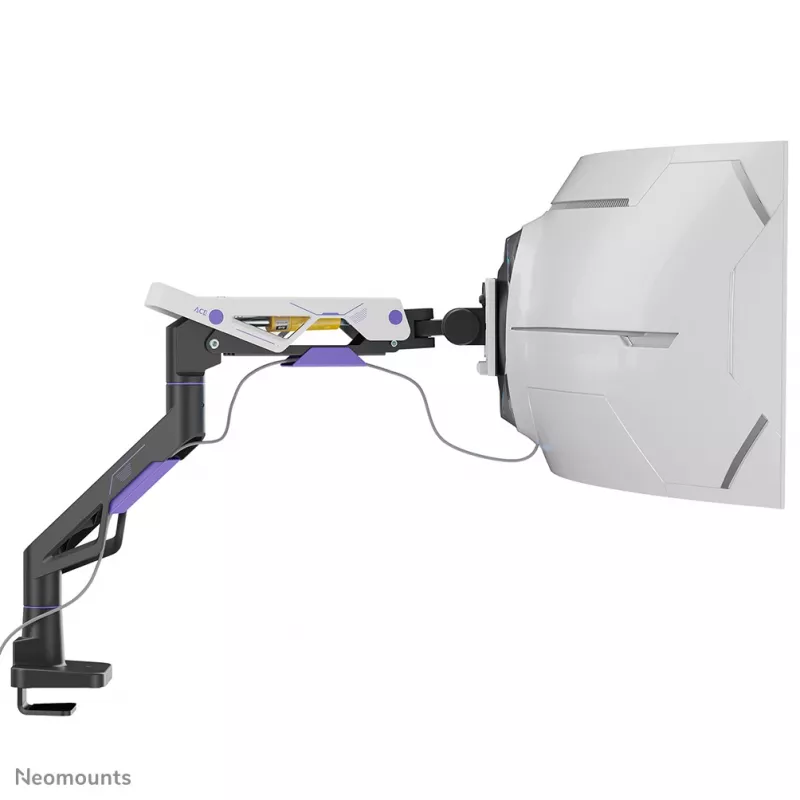 Brazo para monitor gaming Neomounts DS70-256BL1 para pantallas de 24–57 inch, muelle de gas, Topfix, capacidad 30 kg, VESA 75–200 mm
