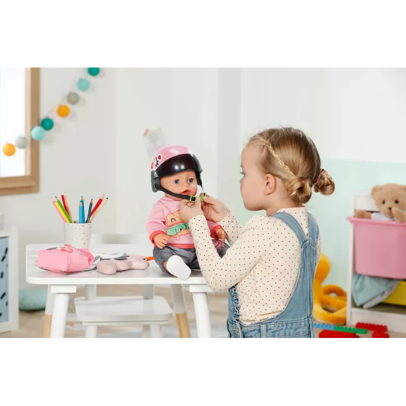 Zapf Creation BABY born 835937 E-Scooter casco para muñeca, 43 cm, rosa/negro, 3+