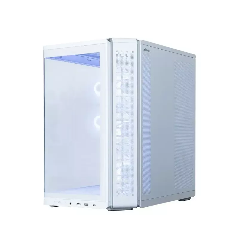 Caja de PC ZALMAN P60 Mid-Tower con 5 ventiladores ARGB, blanca