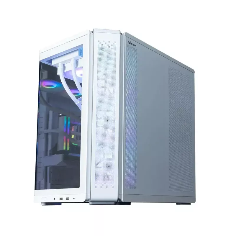 Caja de PC ZALMAN P60 Mid-Tower con 5 ventiladores ARGB, blanca