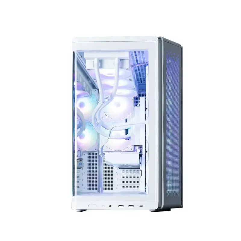 Caja de PC ZALMAN P60 Mid-Tower con 5 ventiladores ARGB, blanca
