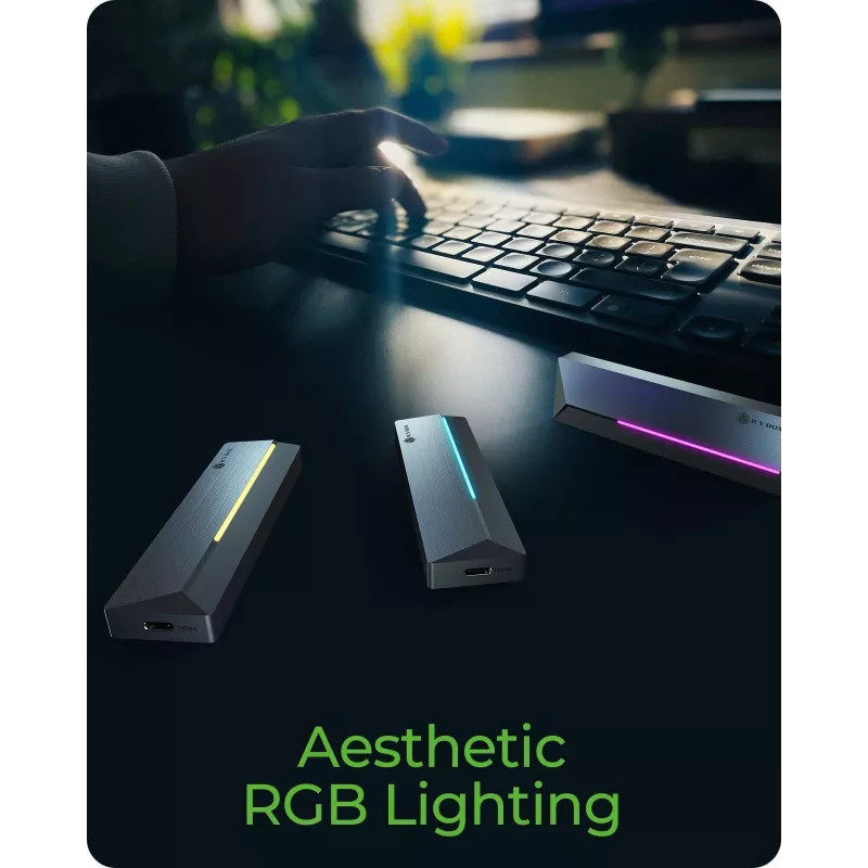 Caja para SSD M.2 SATA/NVMe ICY BOX con USB 3.2 Gen 2 Type-C e iluminación RGB