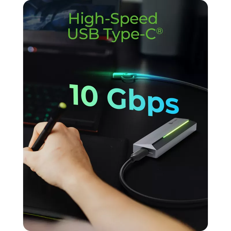Caja para SSD M.2 SATA/NVMe ICY BOX con USB 3.2 Gen 2 Type-C e iluminación RGB