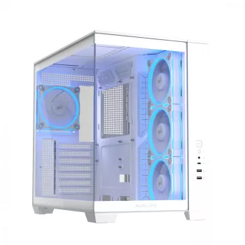 Caja de PC ASUS A32 PLUS/WT/TG/ARGB Mid Tower, blanca, ATX, cristal templado, ARGB, USB-C, compatible con GPUs de hasta 420 mm