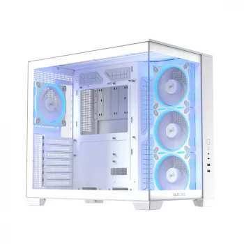 Caja de PC ASUS A32 PLUS/WT/TG/ARGB Mid Tower, blanca, ATX, cristal templado, ARGB, USB-C, compatible con GPUs de hasta 420 mm