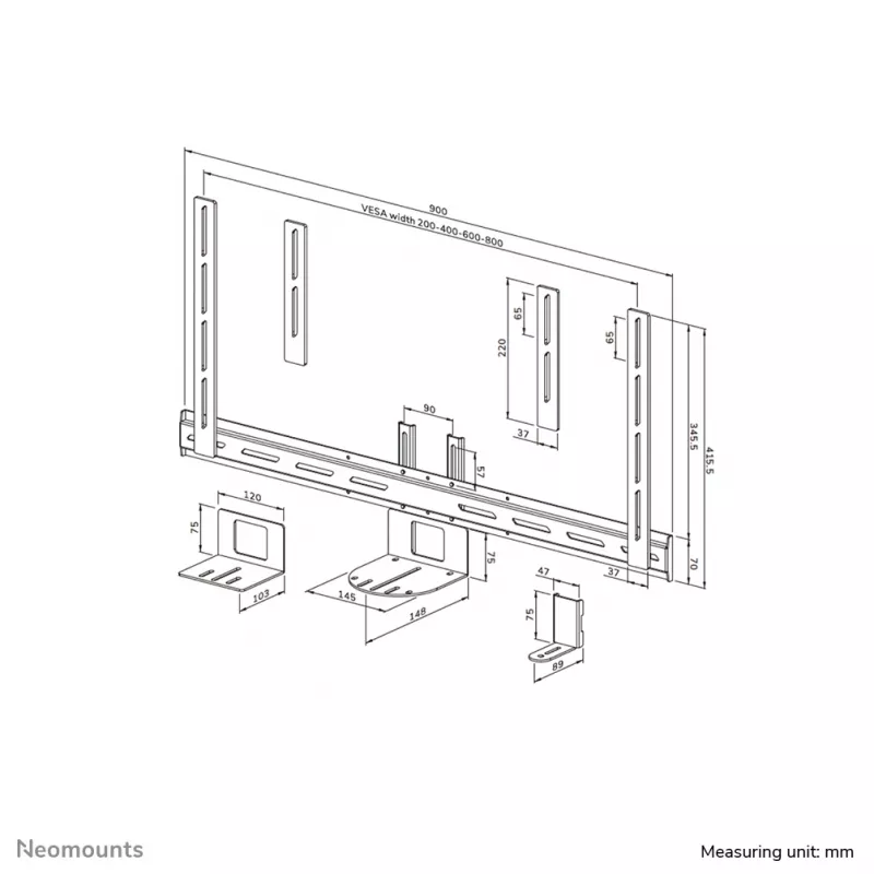 Kit de estante para cámara PTZ/UC Neomounts AV50-500BL 43-110 pulgadas - VESA - máx. 5 kg - universal