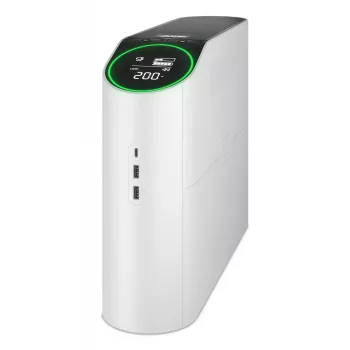 APC Back-UPS Pro, 2200VA/1320W, Torre, 230V, 4 salidas Schuko y 2 IEC C13, iluminación RGB, onda sinusoidal pura, Arctic (Blanco)
