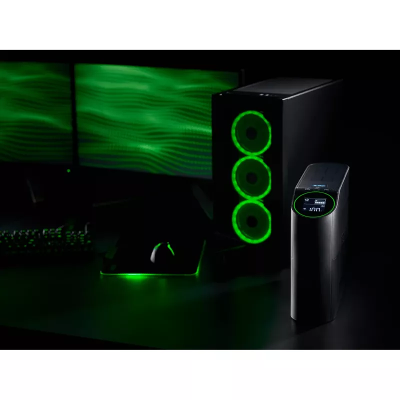 APC Back-UPS Pro, 2200VA/1320W, Torre, 230V, 4 salidas Schuko y 2 IEC C13, iluminación RGB, onda sinusoidal pura, Arctic (Blanco)