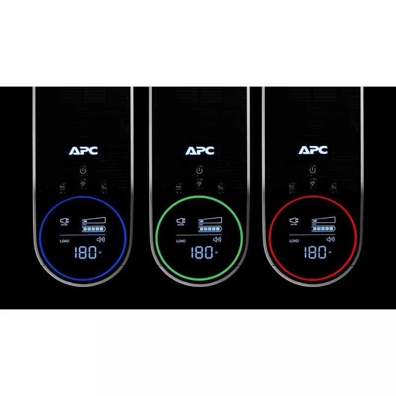 APC Back-UPS Pro, 2200VA/1320W, Torre, 230V, 4 salidas Schuko y 2 IEC C13, iluminación RGB, onda sinusoidal pura, Arctic (Blanco)