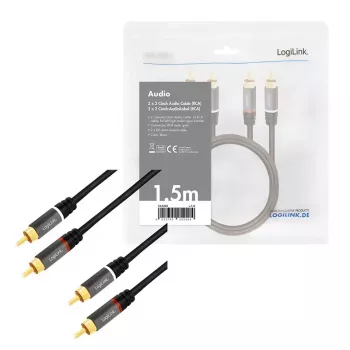Cable de audio LogiLink CA1203 1,5 m 2x RCA negro