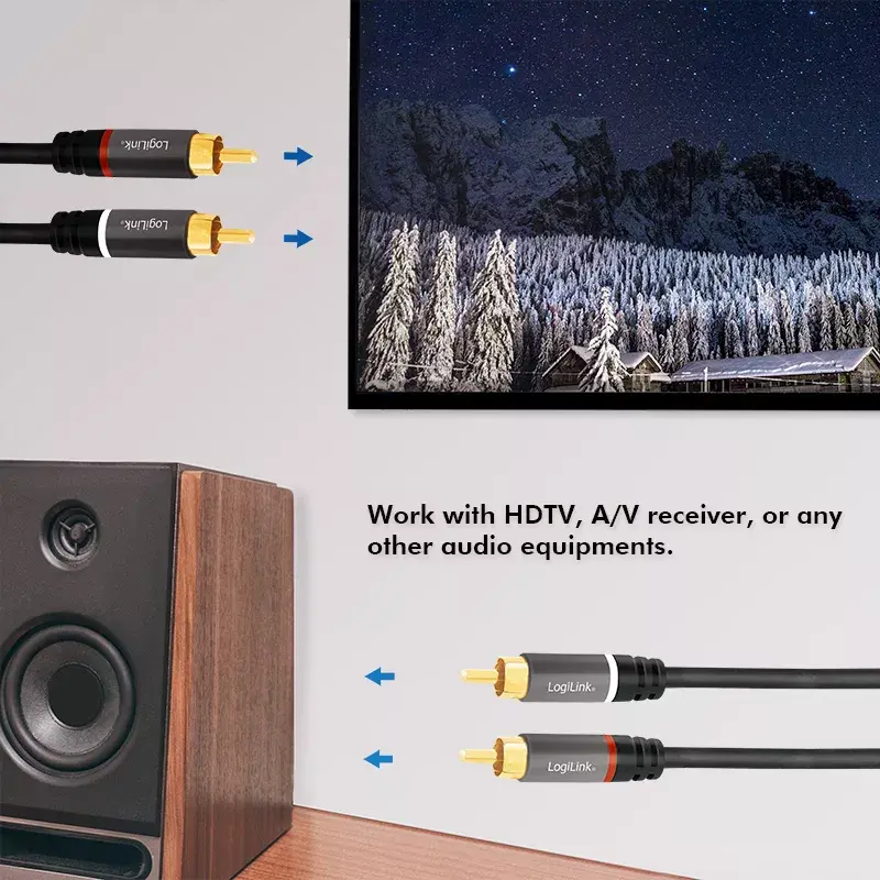 Cable de audio LogiLink CA1203 1,5 m 2x RCA negro
