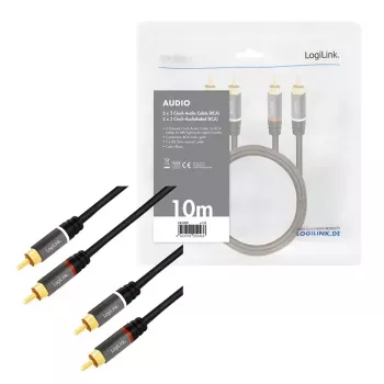 Cable de audio LogiLink CA1209 10m 2xRCA negro