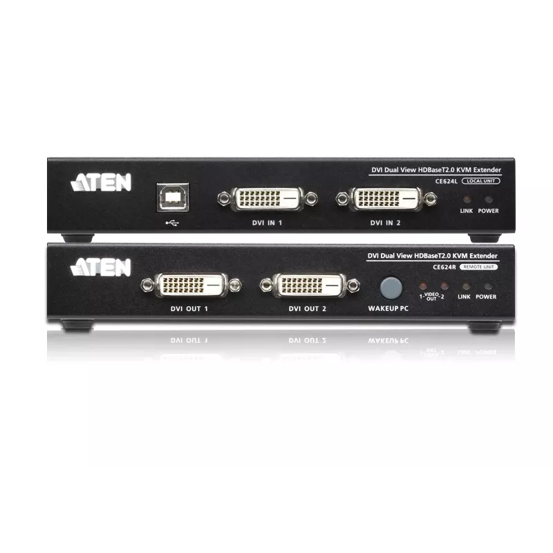 ATEN extensor KVM USB 2.0 DVI Dual View HDBaseT 2.0 con audio y RS232 (150 m)