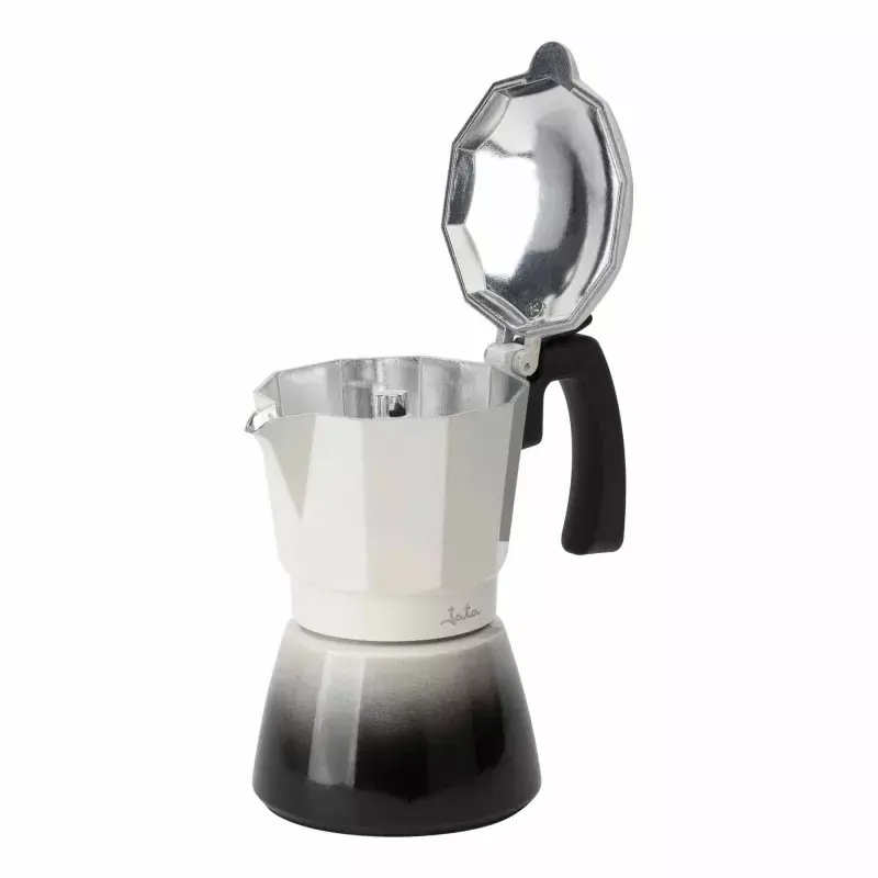 Jata HCAF2412 cafetera moka, 12 tazas (0,7 l), aluminio, compatible con inducción, base de 10,8 cm