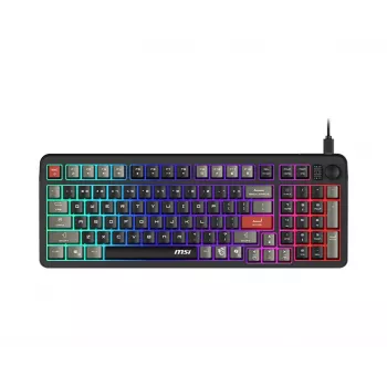 Teclado MSI Forge GK110 – tamaño completo (100 %), USB con cable, QWERTY US inglés, membrana, retroiluminación RGB, 97 teclas, negro