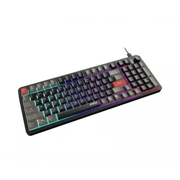 Teclado MSI Forge GK110 – tamaño completo (100 %), USB con cable, QWERTY US inglés, membrana, retroiluminación RGB, 97 teclas, negro