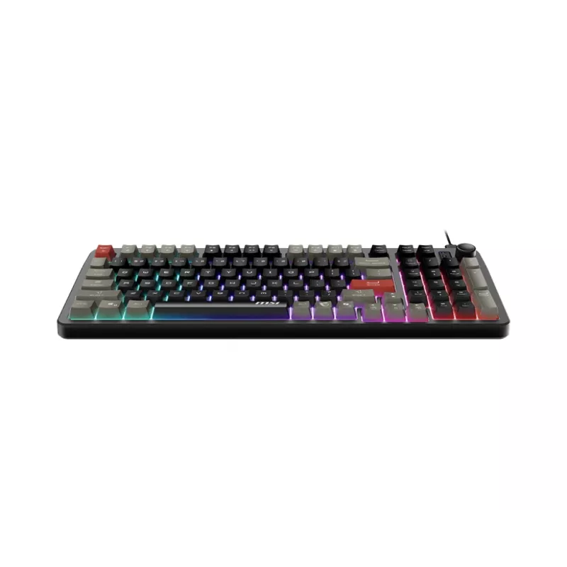 Teclado MSI Forge GK110 – tamaño completo (100 %), USB con cable, QWERTY US inglés, membrana, retroiluminación RGB, 97 teclas, negro