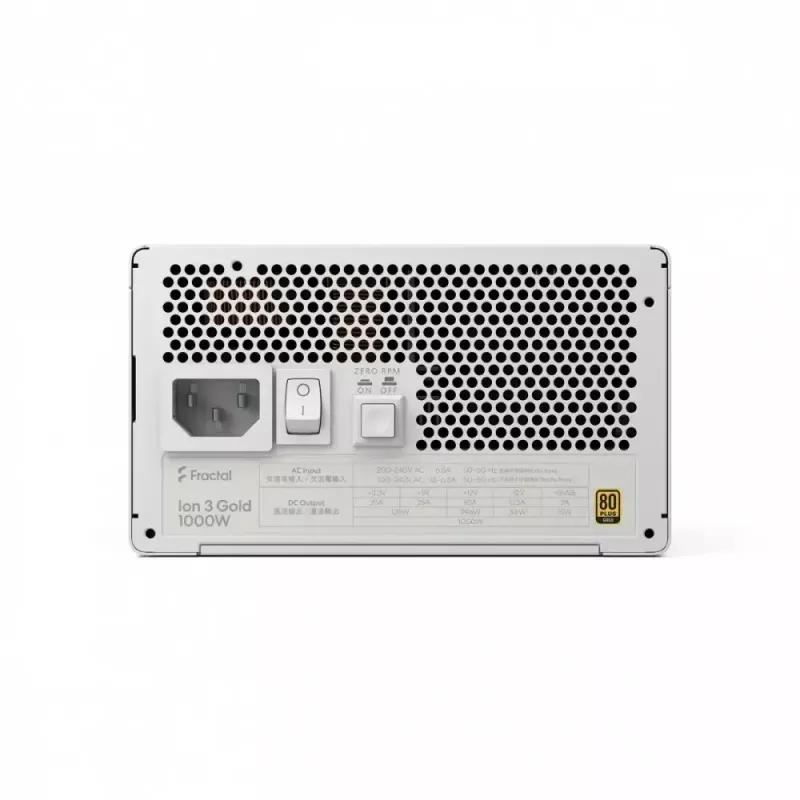 Fuente de alimentación fractal design FDE Ion 3 GOLD 1000W 80+ GOLD blanca — 1000 W, eficiencia 80+ Gold, ATX