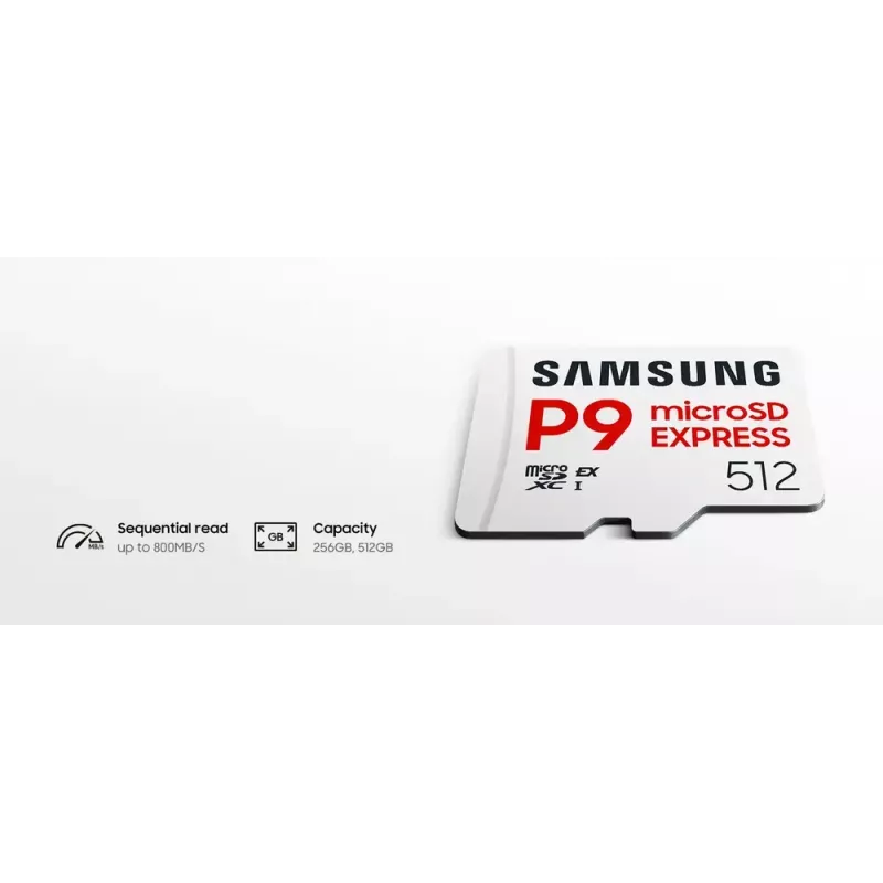 Tarjeta microSDXC Samsung P9 Express 256 GB — UHS-I, velocidad de lectura 800 MB/s, V30, U1, duradera