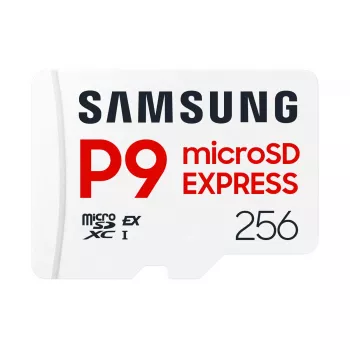Tarjeta microSDXC Samsung P9 Express 256 GB — UHS-I, velocidad de lectura 800 MB/s, V30, U1, duradera