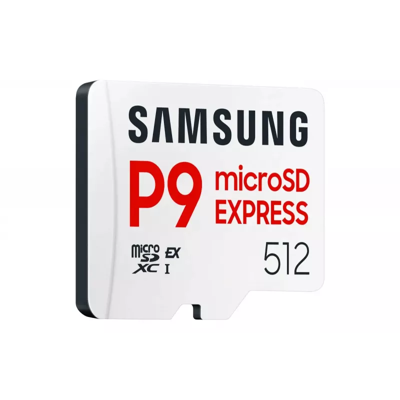 Tarjeta microSDXC Samsung P9 Express 512 GB, UHS-I, lectura 800 MB/s, V30, U1, blanca