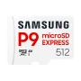 Tarjeta microSDXC Samsung P9 Express 512 GB, UHS-I, lectura 800 MB/s, V30, U1, blanca