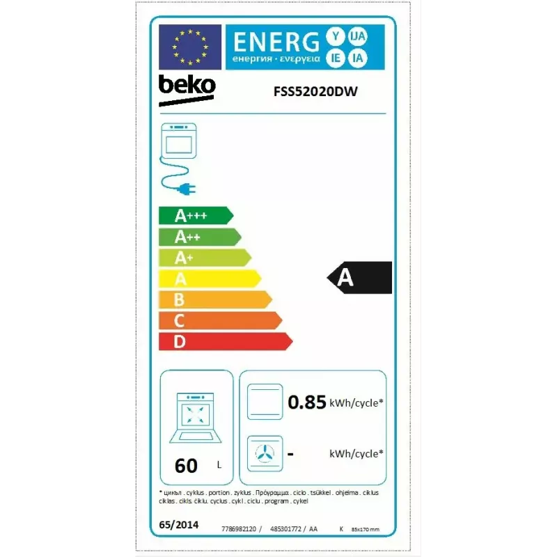 Cocina independiente Beko FSS52020DW eléctrica gas blanca