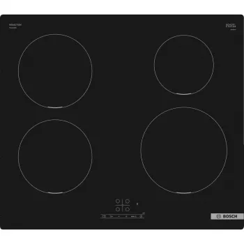 Placa de inducción Bosch Serie 4 PUE611BB5D, 4 zonas sin marco, negra, 59,2×51 mm, vitrocerámica, control táctil