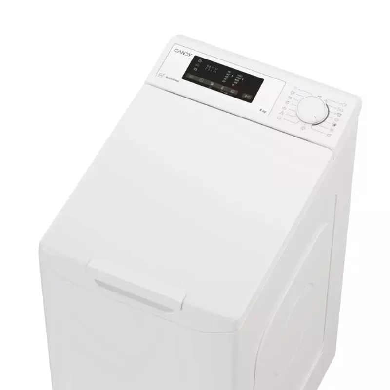 Lavadora de carga superior CANDY TCA283D2-S, 8 kg, 1200 rpm, 410×600×860 mm, blanca