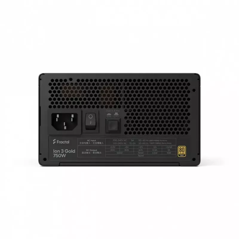 Fuente de alimentación Fractal Design FDE Ion 3 GOLD 750W 80+ GOLD negra, ATX modular, 750W de potencia de salida