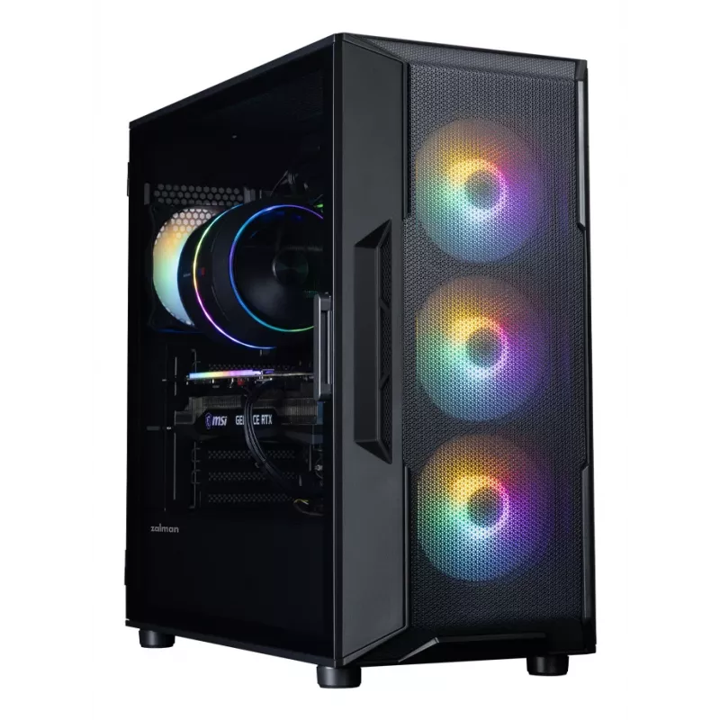 Caja de PC ZALMAN Mid-Tower I3 NEO V2, negra, 4 ventiladores RGB, compatible con ATX/microATX