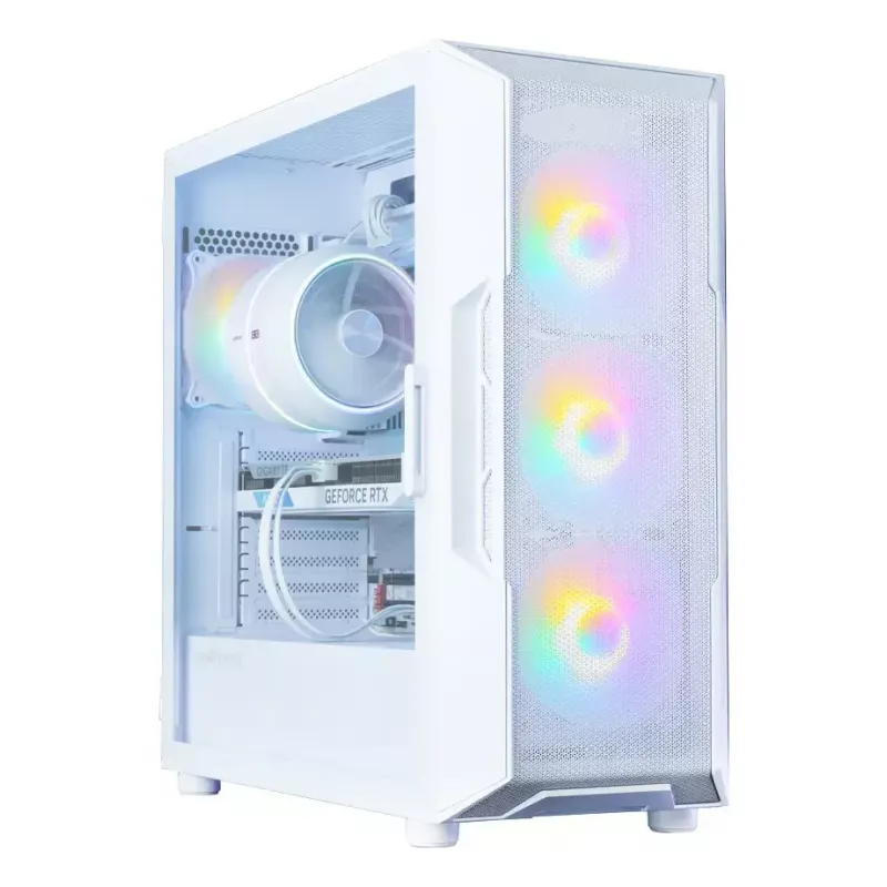Zalman i3 NEO V2 caja Mid Tower, 4 ventiladores RGB de 120 mm, blanca